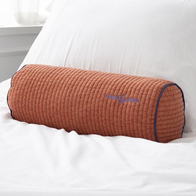 추나앤추나 국내 유일 개인 맞춤형 거북목 목주름 옆으로 낮은 기능성 편백 원형 경추베개, 추나&추나 원형경추베개, 오렌지, 1개