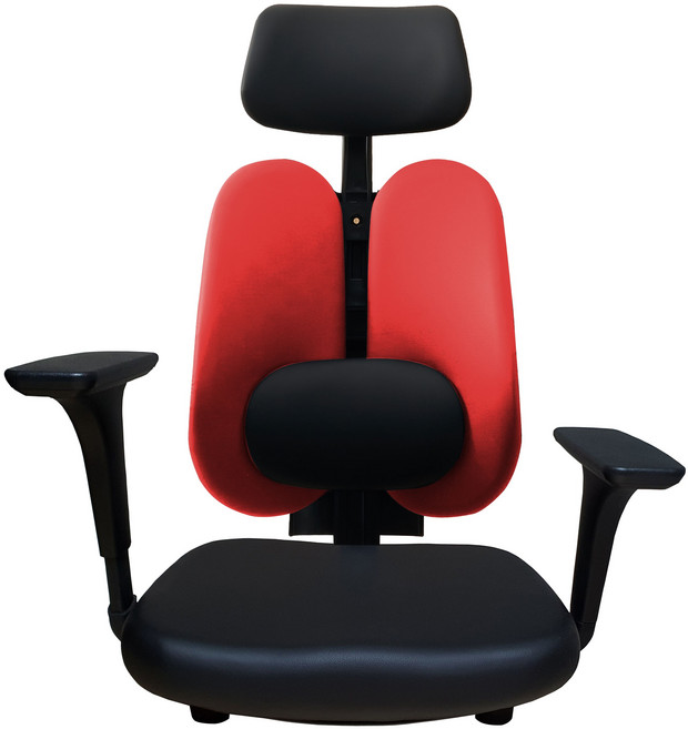 체어민 CM006 국산 5단 높이조절 팔걸이 좌식의자 듀얼 등받이 요추형 발포방석, 03.레드_가죽(006BK03RD)