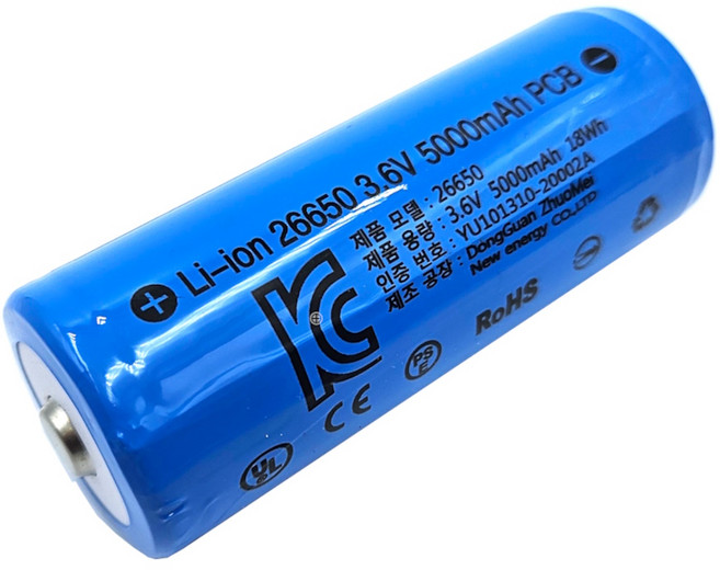 26650 배터리 리튬이온 충전지 5000mAh 보호회로 내장, 1개, 1개입