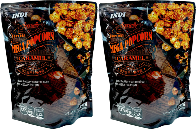 INDI 카라멜 메가팝콘, 350g, 2개