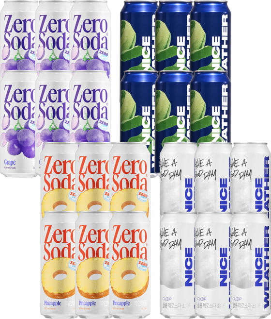클룹 제로소다 B세트 (포도6+청사과6+파인애플6+소다6), 24개, 500ml