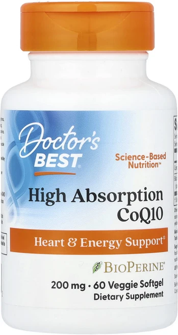 Doctor's Best BioPerine 함유 고흡수율 CoQ10 200mg 베지 소프트젤 60정, DoctorsBestBioPerine함유고흡수율CoQ1, 1개 - 쿠팡