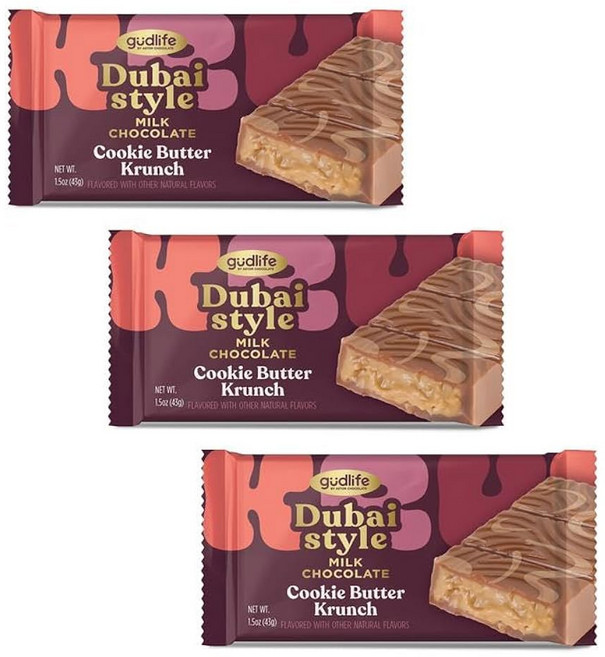 구드라이프의 두바이 초콜릿 바 버라이어티 팩 고메 선물 민트 쿠키 & 크림 피스타치오, Cookie Butter, 43g, 1