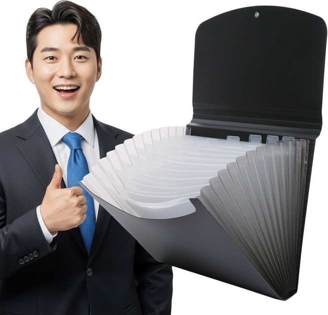 오일일 아코디언 파일 인덱스, 1개, 블랙