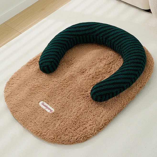 FURENDO 반려동물 강아지 고양이 겸용 침대 분리세탁 사계절 사용, 1개, 브라운