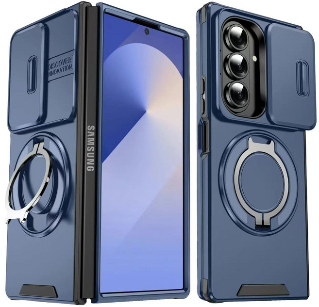 갤럭시Z폴드7 폴더블폰케이스 미닫이렌즈보호 갤럭시 자석거치대 실리콘 테두리 하드케이스