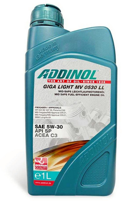 ADDINOL Giga Light MV 0530 LL 全合成引擎機油, 1L, 5w30, 1個