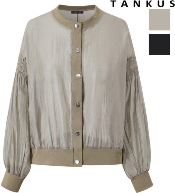 [백화점정품] 탱커스 여성 점퍼 라운드넥 시스루 블루종 버튼업 여름 자켓