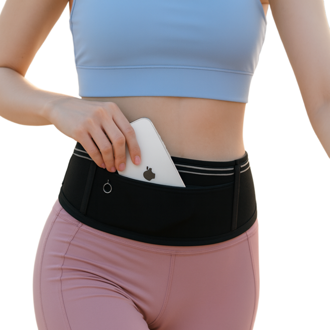 4RCIX 완벽밀착 흔들림ZERO 방수지퍼 조깅 러닝벨트, 1개