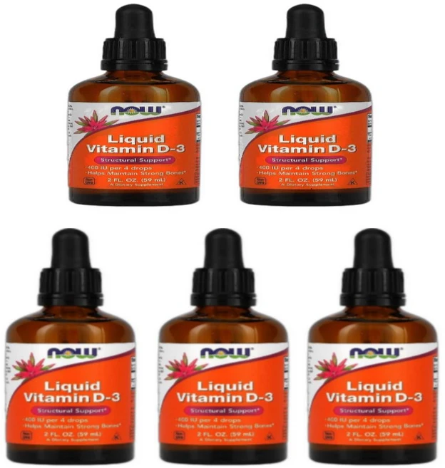 나우푸드 액상 비타민D-3 10mcg(400IU) (2fl oz), 5개, 59ml - 쿠팡