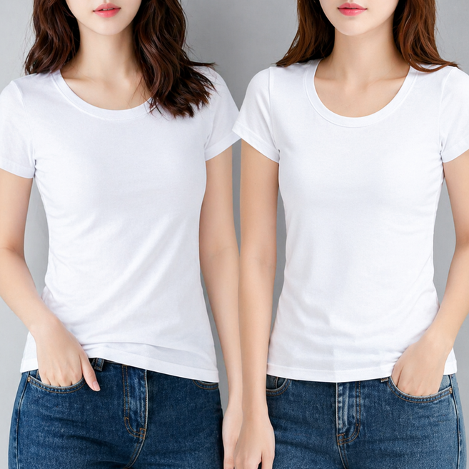 1+1 여성 슬림핏 데일리 이너 기본 반팔티