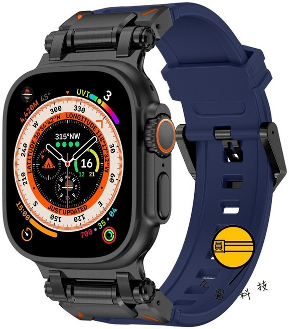 Apple Watch 錶帶, 鈦黑色+藍色,49mm（Ultra1/2/3）, 1個