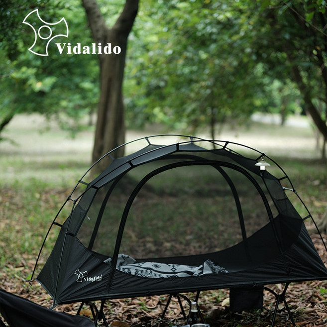 비달리도 코트텐트 1인용 솔캠 야전침대 텐트, 블랙 코트 텐트