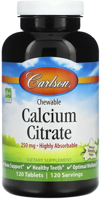 Carlson 츄어블 칼슘 바닐라 250 mg 120 정, 1개, 120정 - 쿠팡