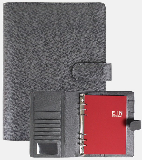 아인텍 핸드메이드 가죽 만년 시스템다이어리 2단_HH24, 다이어리2단 그레이[H0136], 1개