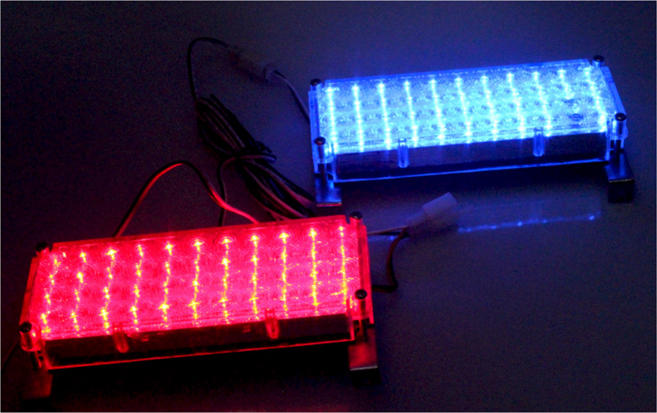 자동차 96발 LED 경광등 사이키 안전등 경고등 작업등 오토바이 서치라이트 싸이키 렉카 후미등 데루등 브레이크등 비상등, 96발블루레드, 1세트