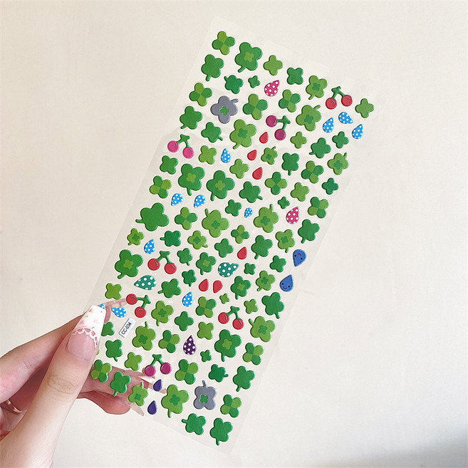 옐상 Y2K 느낌 네잎클로버 스티커, 1개, 그린