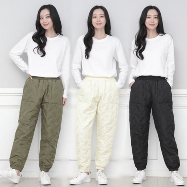 [오지다] 남녀공용 누빔 솜 조거 패딩바지 4컬러 빅사이즈