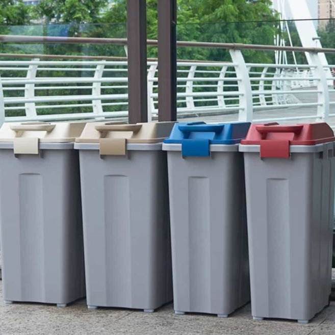 대용량 쓰레기통 이중뚜껑 바퀴형 음식물 LOCK 기능 냄새차단 대형휴지통, LOCK쓰레기통45리터(베이지), LOCK쓰레기통45리터(베이지)