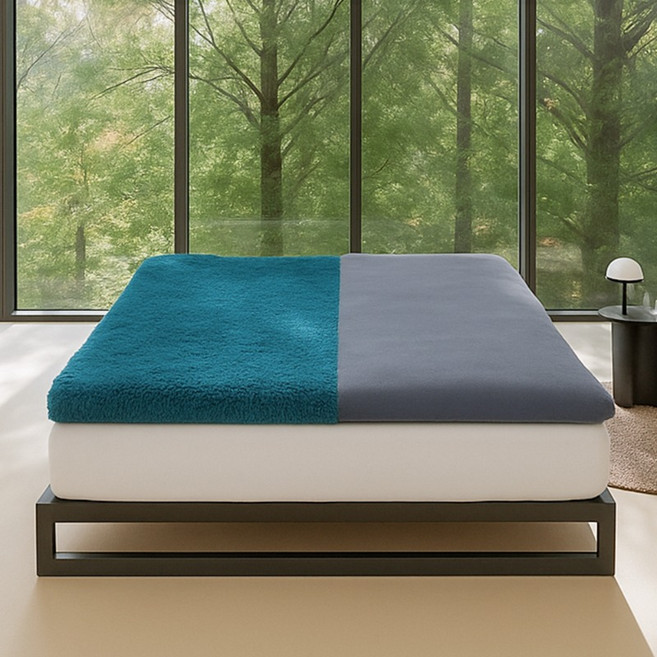 미니멀룸 고밀도 극세사 사계절 웜포레스트 양면 토퍼, 그레이_SS, 스탠다드