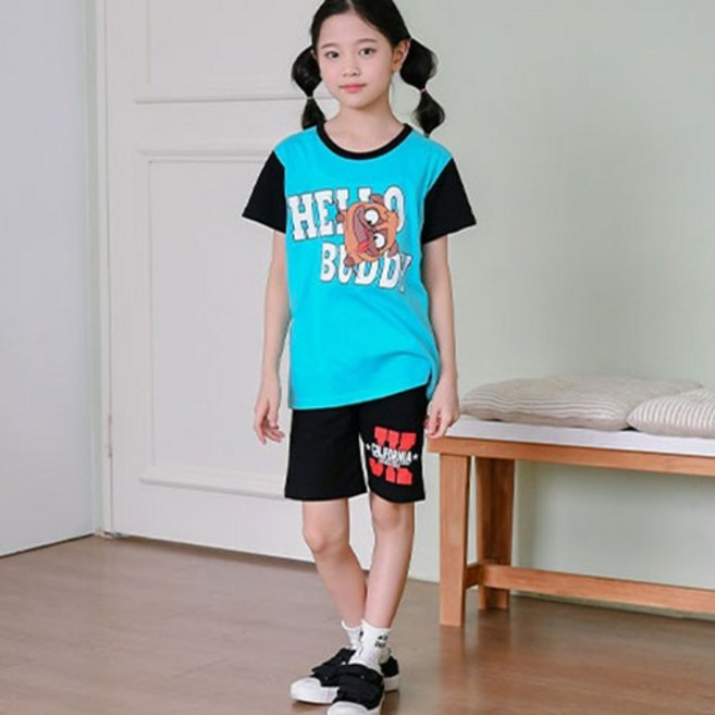 잭키드 여아용 통기성 헬로버디 반팔티