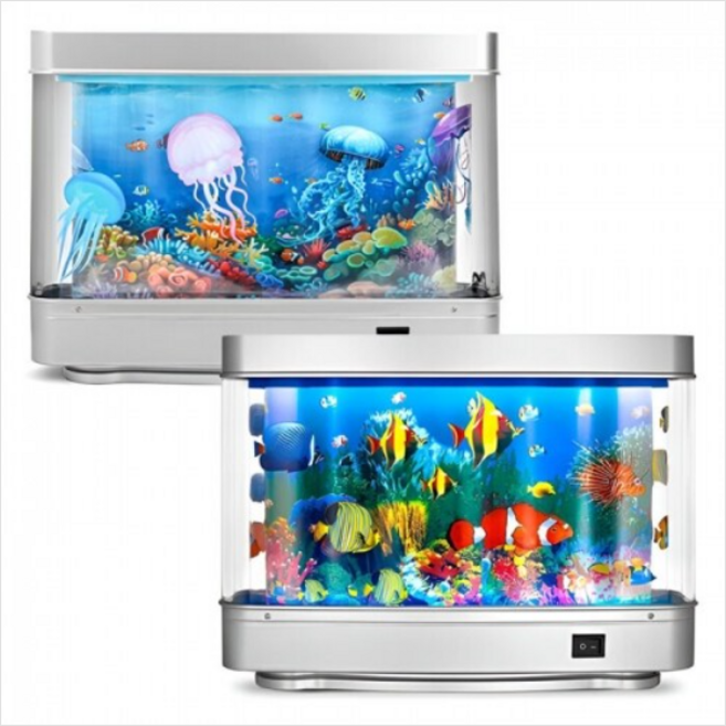 수족관 모형 LED 무드등 물멍 인테리어 관상용, 1개, 해파리