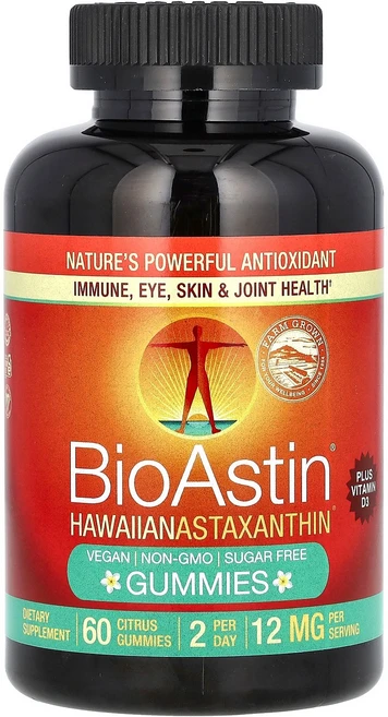 뉴트렉스 하와이 Nutrex Hawaii BioAstin® 하와이산 아스타잔틴 구미젤리 감귤류 맛 구미젤리 60개125278원산지:기타, 뉴트렉스 하와이 Nutrex Hawaii, BioAst, 1개 - 쿠팡
