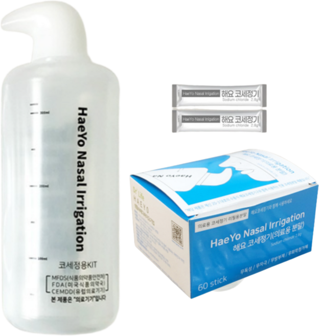 코세정기 1대+코세척 생리식염수 분말 2개 (코세척기 코세정제 코식염수 코청소기 코세정제기구 코세정용 키트 식염수 약국 비강 코 세정제 청소 방법), 1세트