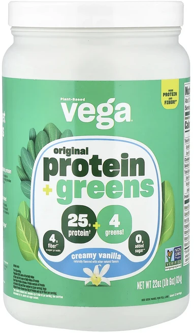 정말좋습니다 Vega 식물성 단백질 + 녹색 채소 크리미 바닐라 624g(1lb 6oz) 빠르게배송해드릴게요, 624g, 1개 - 쿠팡