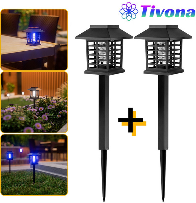 Tivona 블루라이트포충기 실외용 거치형 태양열 모기퇴치기 캠핑 농장 정원에 적합합니다, TT-10