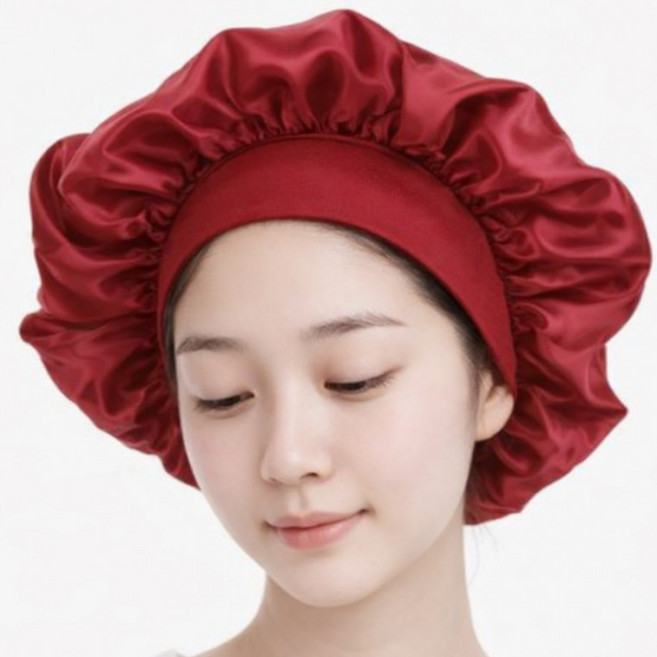 [PK] 실크 헤어캡 수면 모자 헤어밴드, 블랙, 1개, 블랙