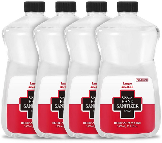 미라클 오리진 손소독제 리필 액상타입 1000mL, 1L, 4개