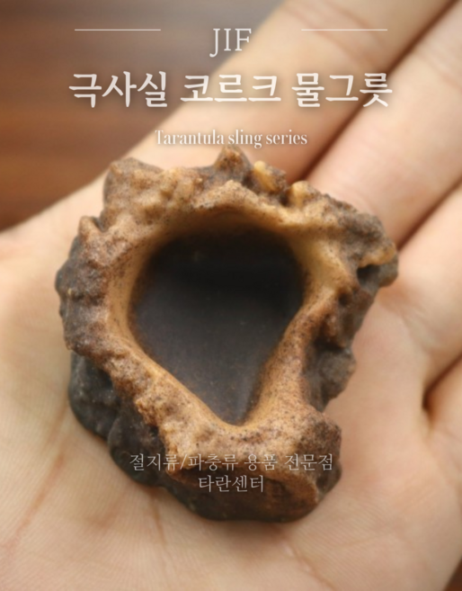 JIF극사실코르크물그릇 / 파충류 도마뱀 타란튤라 타란툴라 소라게 크레슈푸그릇 밀웜 전갈, 1개