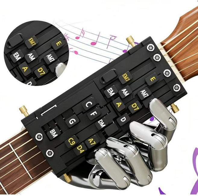 원터치 기타 코드 보조기 휴대용 초보 악기 연습 포켓기타 연습기, 1개