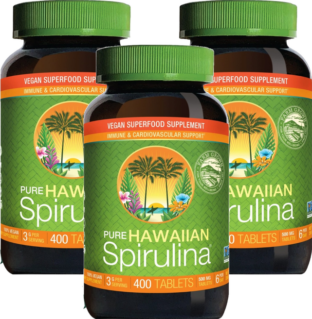뉴트렉스하와이 퓨어 하와이안 스피루리나 퍼시피카 500mg 타블렛, 400정, 3개