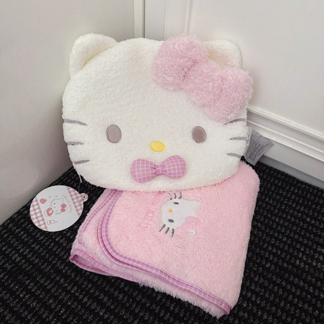 산리오 캐릭터 2in1 담요 쿠션 차량용 에어컨 담요 낮잠 블랭킷