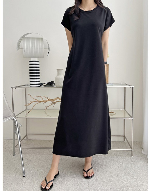 R197 심플롱원피스 링클프리 데일리 오버핏 롱원피스