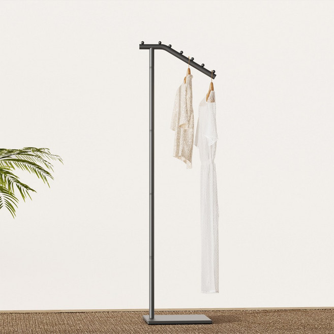 Kurelsn 7자형 철제 북유럽풍 모던 튼튼한 스탠드 옷걸이 매장용 인테리어 스탠드 옷걸이 행거, 블랙02