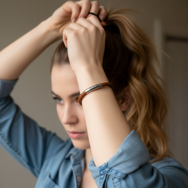 [써지컬 스틸] 가죽 팔찌 커플팔찌 빈티지 남녀공용 브레이슬렛 데일리 패션 악세사리 by Leporem