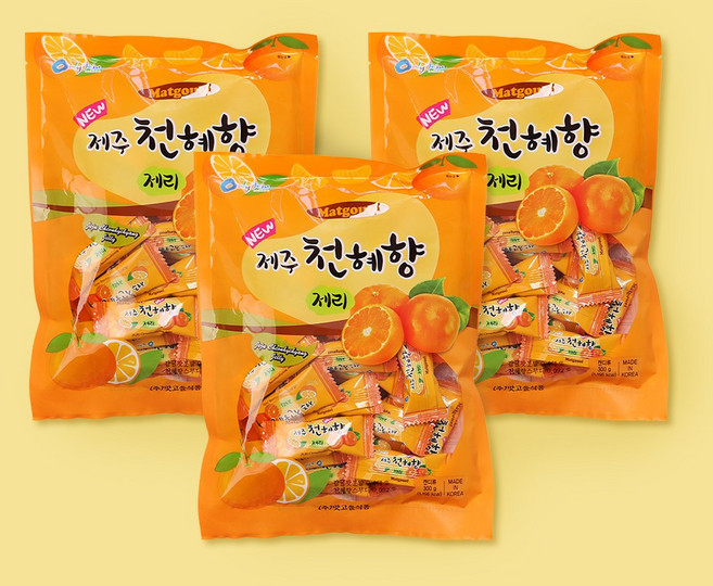 [3개묶음] 제주 천혜향 제리 감귤 젤리 제주기념품 아이간식 특산품, 3개, 300g