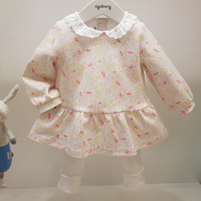 아가방 40% 봄 베이비페어! 봄 잔잔 러블리 원피스 처럼 유아 상하세트! 백일복 부터 편한데 너무 러블리해 유아 상하복 편한 A라인 블라우스 신축성좋은 레깅스 외출복
