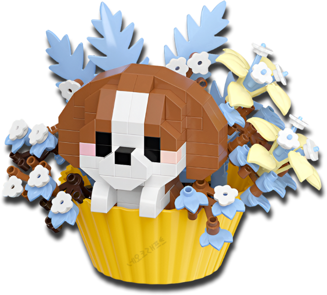 [네오 크래프트] 티컵 동물 꽃 나노블럭 DIY 고양이 블록 조립 미니 나노 캣 강아지 곰 판다 팬더 폭스 여우 달 크리스마스 만들기 장난감 키트 발렌타인 화이트데이 선물, 1개, 11. 라임 퍼피(Lime Puppy)