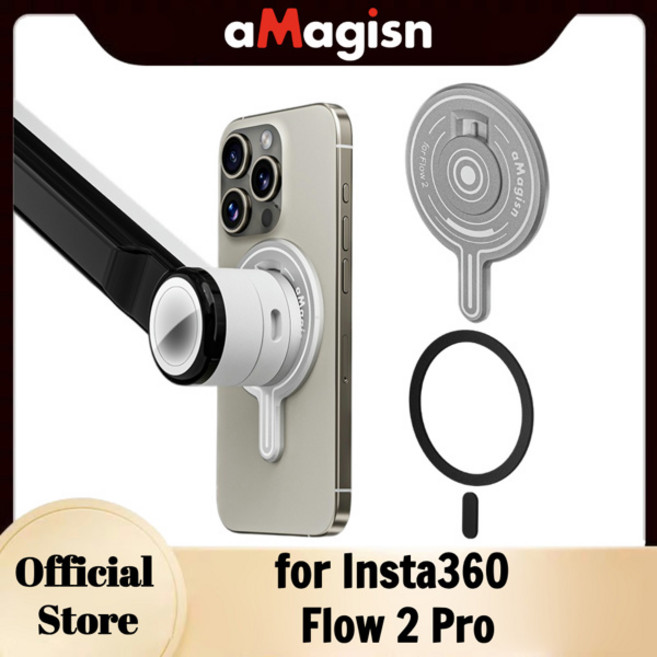 AMagisn 마그네틱 휴대폰 마운트 Insta360 Flow 2 Pro 스마트폰 맥세이프 아이폰 샤오미 용 짐벌 어댑터 베이스, [01] 옵션1, 1