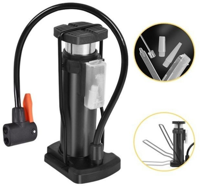 센스라벨 자전거펌프 에어펌프 3가지노즐 슈레더 프레스타 던롭, 1개