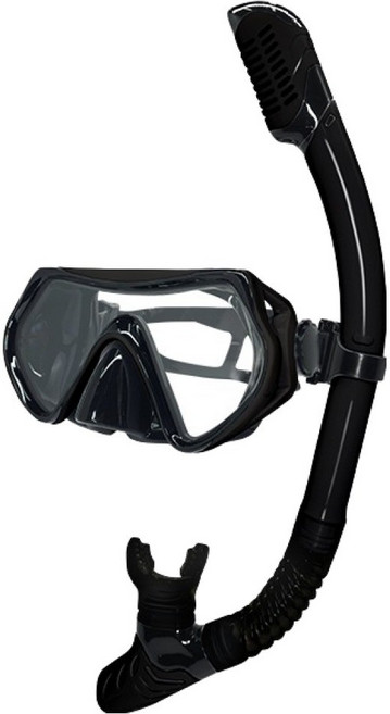 메이스 물유입차단 일안식 아쿠아 프리 스노쿨링 마스크 + 스노클 세트, 블랙