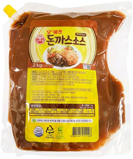 오뚜기 오쉐프 부어먹는 돈까스 소스, 2kg, 2개