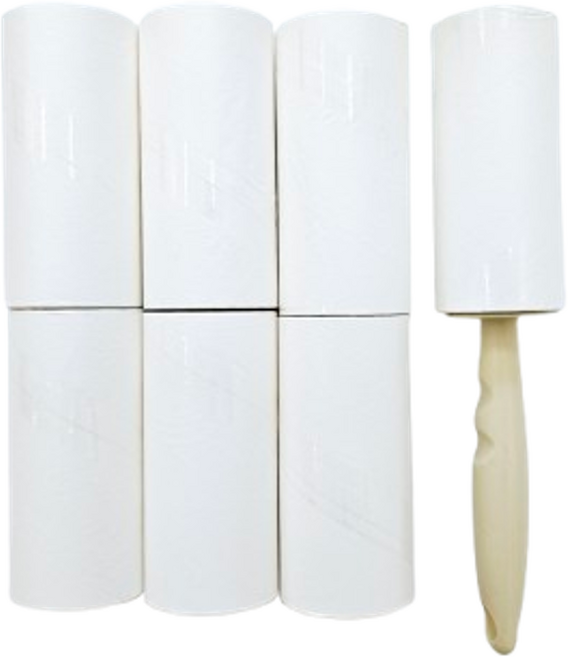 수논 테이프클리너 사선컷팅 돌돌이 찍찍이 본체 1개+리필형테이프 6개, 베이지, 1세트