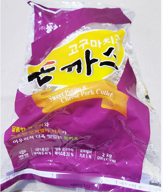 돈까스(고구마치즈 200g x10개) 2kg 모짜렐라 치즈돈까스 업소용, 1개