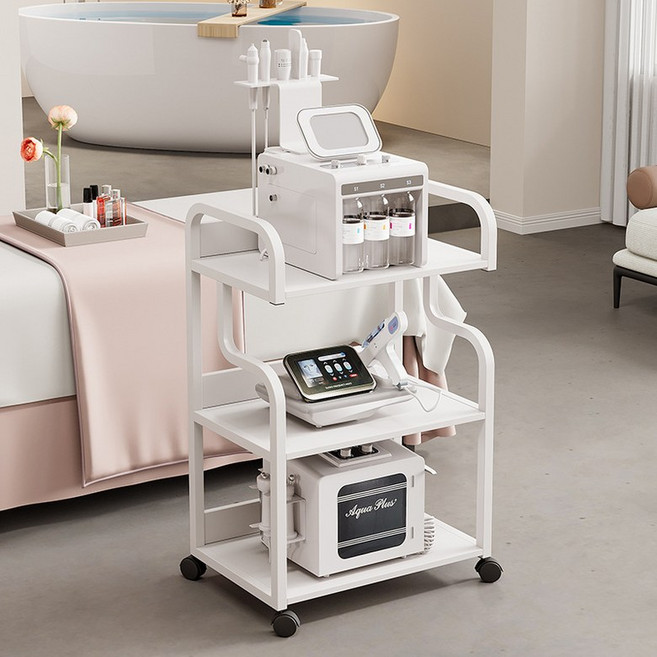 미용기기카트 버블카트 미용실 선반전용공구카트, 흰색, 삼층