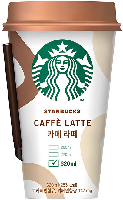 스타벅스 편의점 컵커피 대용량 카페라떼 320ML 10개세트 RTD 아이스박스포장, 10개